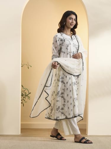 BIBA Solid Cotton Silk Kalidar Festive Kurta Set