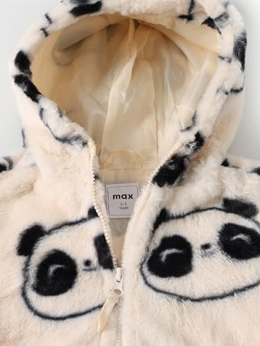 Max Girls Faux Fur Printed Hooded Jacket (Off White_2-3 Y)