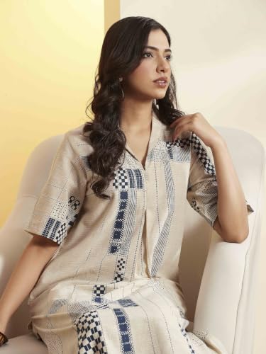 BIBA Cotton Printed A-Line Casual Kurta With Palazzo