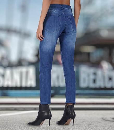 i'sol Women's Skinny High Rise Clean Look Stretchable Ankle Length Slim Fit Denim Jeans Light Blue