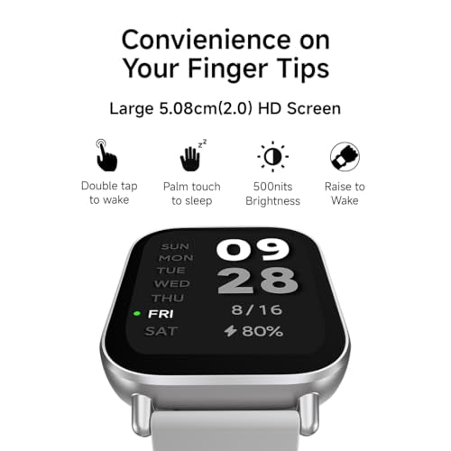 Redmi Watch 5 Active, 2" Display, Metal Body, 18 Day Battery, Bluetooth Calling, Advanced AI Noise Cancellation, Alexa, Matte Silver (M2351W1)