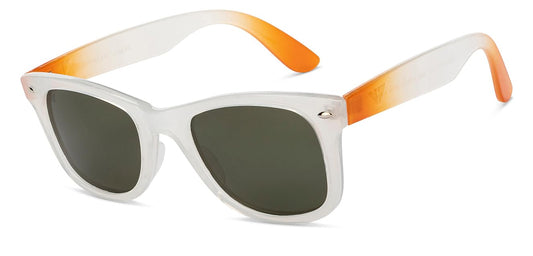 Vincent Chase By Lenskart | Patriot Collection | White Orange Green Full Rim Square | Branded Latest and Stylish Sunglasses | Polarized and 100% UV Protected | Men & Women | Large | VC S5147/P