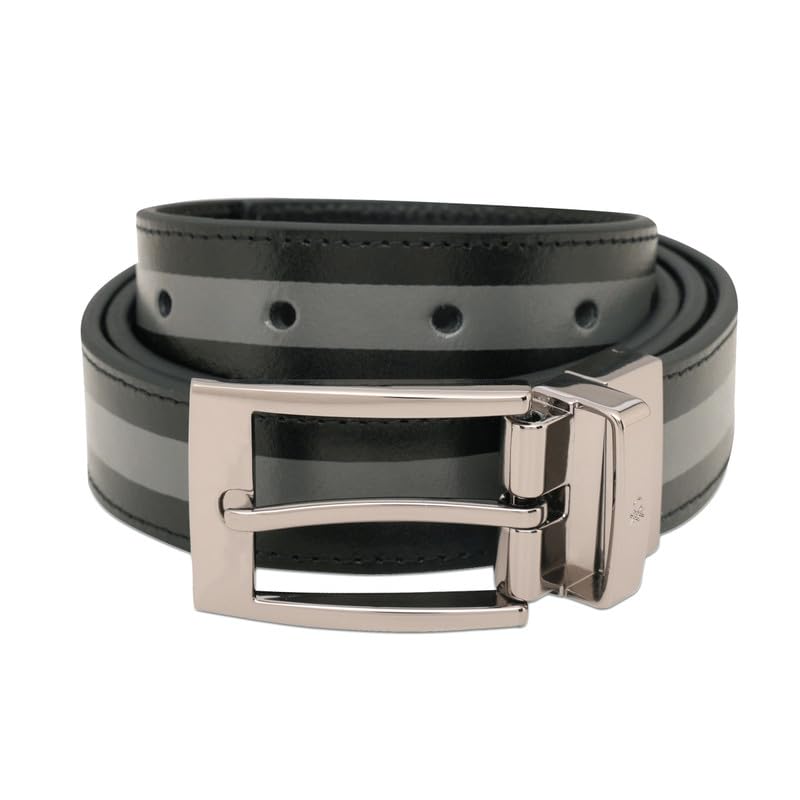 United Colors of Benetton Men's Reversible Leather Belt Weldon | Color - Black+Grey | XL 110Cm | Formal & Casual | Ideal For Gifting