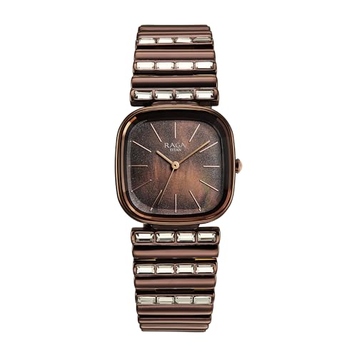 Titan Raga Glimmers Quartz Brown Shaped Dial Women's Watch | Water Resistant Watch | Watches for Women Analog - 95339QM01F