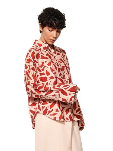 ONLY Women's Regular Fit Red Shirt