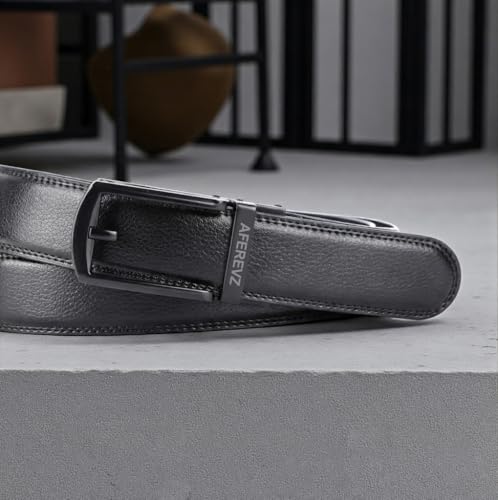 AFEREVZ Timeless Genuine Leather Belt For Men | Auto Lock System | Latest Buckle Design | Adjustable Waistband up to 46 Inches | Perfect for Formal and Casual Wear