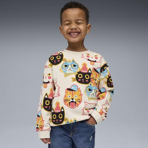 PUMA | MOODY CAT Kids' Graphic Crew Sweatshirt | Alpine Snow | 6-7Y