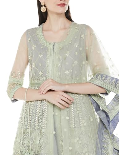 BIBA WOMEN EMBROIDERY ANARKALI SALWAR KURTA DUPATTA(SKDASSORTED8303_MINT_36)