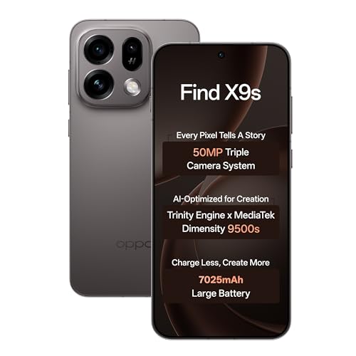 Oppo Find X9s 5G (Midnight Grey, 12GB, 256GB) | Hasselblad 50MP Triple Camera | 120× Super Zoom | MediaTek Dimensity 9500s | 7025mAh 80W SUPERVOOC | ColorOS 16