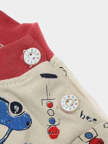 Bold N Elegant Full Sleeve Cartoon Print Cotton T-Shirt & Pajama Pajama Clothing Set for Infant Toddler Baby Boy Girl Kids (0-6 Months, Red)