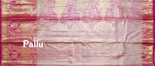 VFCollections Women's Kanchipuram Silk Pure Pattu Sarees With Blouse (VFC391-7)