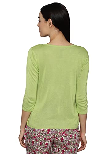 Allen Solly Women's Solid Fitted T-Shirt (AHFTCRGF586776_Green 2XL)