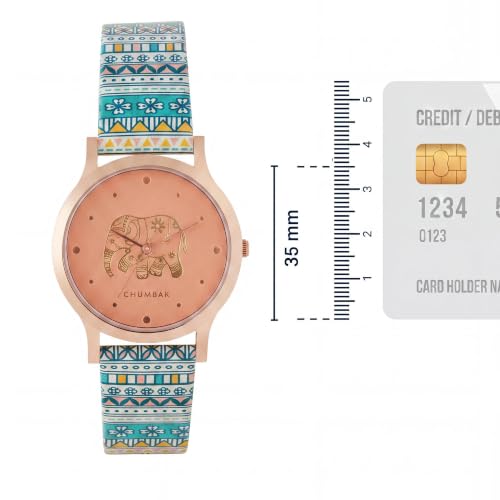 TEAL BY CHUMBAK Maroon Analog Watch for Women | Carnival Elephant Collection | Printed Vegan Leather Strap | Stylish Gift for Girls & Ladies | Casual & Work