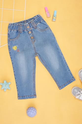 Pantaloons Baby Girls Blue Jeans Regular Fit,French Blue,12-18 M