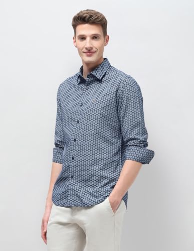 U.S.Polo Association Men's Geometric Printed Oxford Shirt (USSHTP1235_Navy_42)