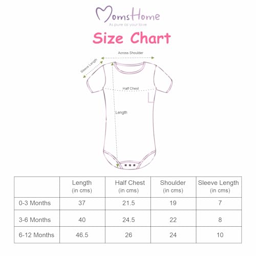 MOM'S HOME Soft Organic cotton Unisex New Born Baby Onesie/BodySuit | 0-3 Months | Pack of 5