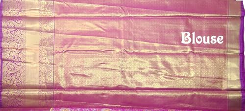 VFCollections Women's Traditional Handloom Kanchipuram Silk Pure Pattu Sarees | Rich Zari Woven Design | Bridal Saree | Unstitched Blouse (VFC630-2)