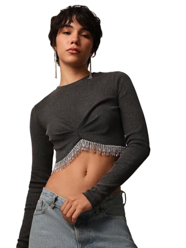 ONLY Women's Slim Fit Black Top