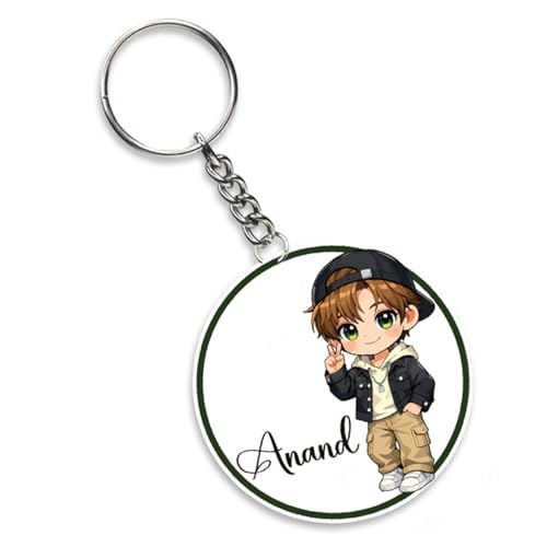 GIFTMEBAZAR Personalized Boy Cartoon Keychain | Cute Anime Keyring Unique Gift for Kids, Boys & Teens – School Bags & Home Keys | Birthday Return Gift For Boys
