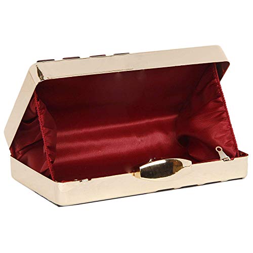 TOOBA Women Handicraft Beautiful Metallic Acrylic Box Clutch Bag Purse for Bridal, Casual, Wedding Bag for Women & Girls (Both Sides Exactly Same) (Blood Red Acrylic)