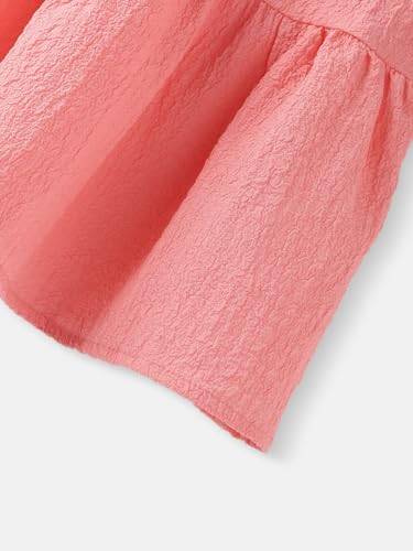 nauti nati Girl's Cotton Blend Classic Above The Knee Casual Dress (NNNGTW100082CW2_Peach