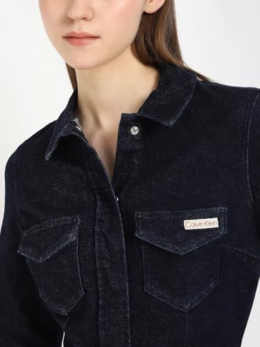 Cotton Spread Collar Denim Dress