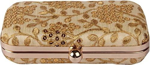 TOOBA Women's Handcrafted Beautiful Bling Box Clutch Bag Beige