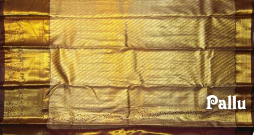 VFCollections Women's Traditional Handloom Kanchipuram Silk Pure Pattu Sarees | Rich Height Butta | Multilayer border (VFC689-5)