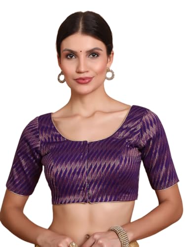 Salwar Studio Purple Brocade Round Neck Readymade Blouse