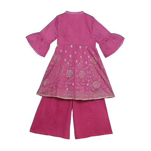 BIBA Girls PRINTED GATHERED KID(KWBANARAS HYNMS5806_PURPLE_13)