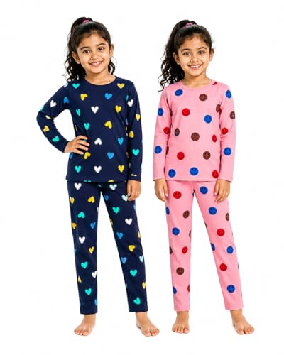 NammaBaby Baby Girls Full Sleeve T-Shirt Pajama Set Pack of 2 | Cotton Night Suit Soft & Cozy | 9-10 Years