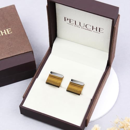 Peluche Natural Tiger's Eye Stone (Semi-precious) Cufflinks for Men