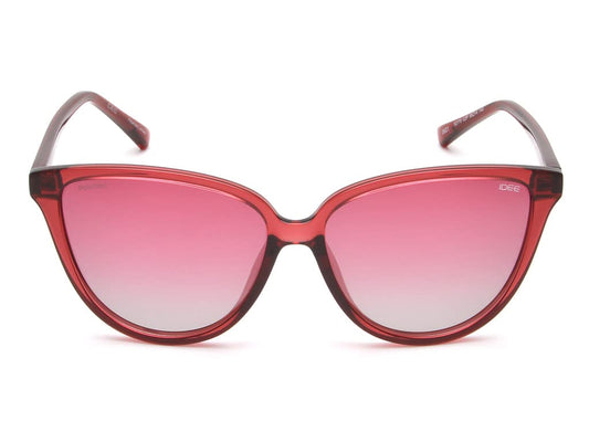 IDEE 100% UV protected sunglasses for Women | Size- Large | Shape- Cat Eye | Model- IDS2770C2PSG (Shiny Dark Crystal Red)