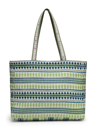 Anekaant Kooky Floral Embroidered Tote Bag for Women| Large Off White Jacquard Shoulder Bag | Perfect for College, Office & Everyday Use