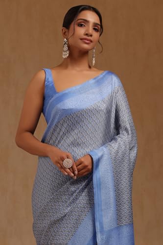 Soch Womens Blue Art Silk Floral Print Saree