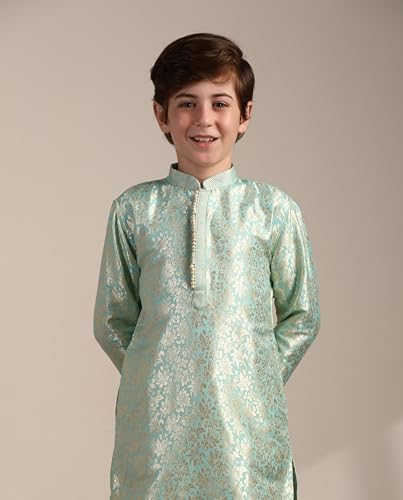 Manyavar Boys Green Brocade Kurta Pyjama Set(2-3 years)