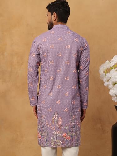 Jompers Festive Cotton Blend Printed Kurta (Purple, L)