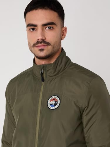 Wildcraft Men Sierra Solid Nylon Blend Collored Casual Quilted Jacket, Full Sleeve - Regular fit, Olive Green, M