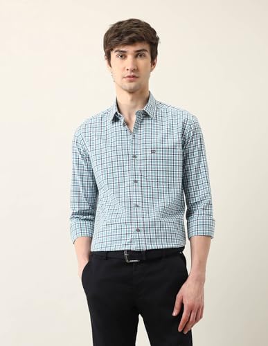 Arrow Sports Men's Checkered Slim Fit Shirt (ASAJSH1362_Green