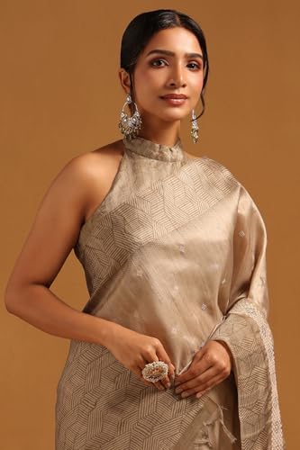 Soch Womens Olive Tussar Embroidered Saree