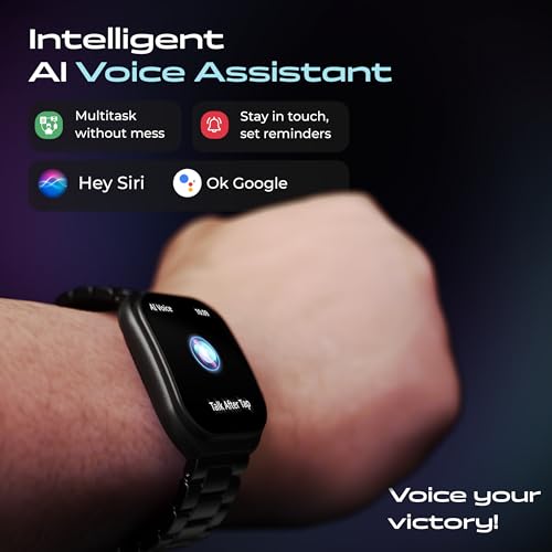 GOBOULT Trail Smart Watch 2.01'' 3D Curved HD Display, BT Calling, Working Crown, 190+Watchfaces, 500 Nits Brightness, AI Voice Assistant, SpO2 Monitoring, 120+ Sports Mode (Metal Black)