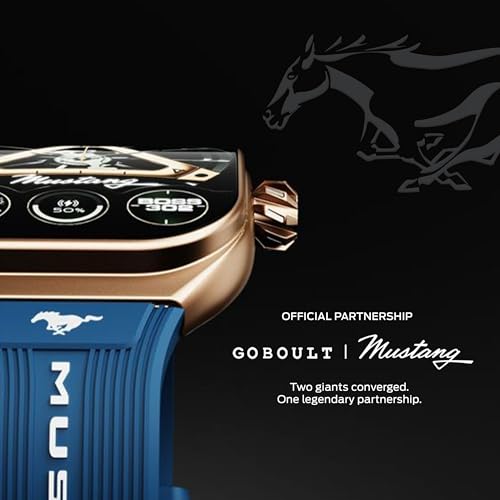 GOBOULT Mustang Muscle Smart Watch 2.01'' 3D Curved Display, Convertible Strap, Premium Metallic Crown, BT Calling, 600 Nits Brightness, AI Assistant, IP68 (Extra Starp, White Armor)