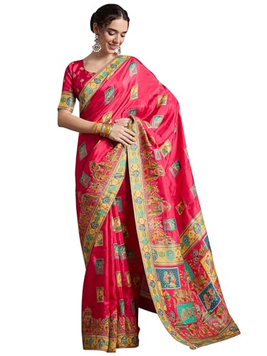AKHILAM Women's Kanjivaram Woven Soft Silk Saree With Blouse Piece