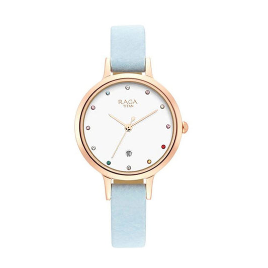 Titan Women Brass Analog White Dial Watch-Np2666Wl02/Np2666Wl02, Band Color-Blue