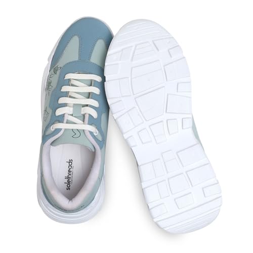 FEMME Women's Sneakers|Lightweight|Water-Resistance|Soft Cushioned|Anti-Skid|Mid-Top|Fashion|Trendy|Party Shoes|Slip-Resistance|Casual Shoes| Running, Gym & Walking|Printed Sneakers|BLUE|UK 7