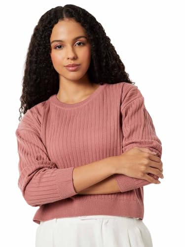 Max Women Ribbed Sweater (Pink_XL)