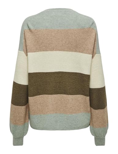 ONLY Women's Rayon Blend Round Neck Pullover Sweater (15220044-Hedge Green_Hedge