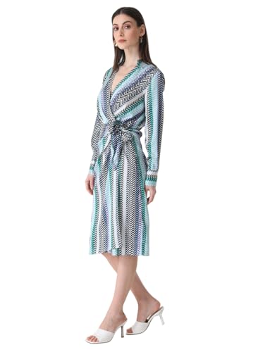 Kazo Women's Polyester Fit and Flare Standard Length Dress (125262_Multicolor_S)