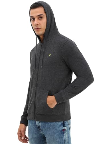 Allen Solly Men's Cotton Hooded Neck Sweatshirt (ASSTQRGFJ60905_Grey