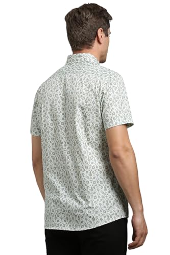 Louis Philippe Men Olive Print Half Sleeves Casual Shirt